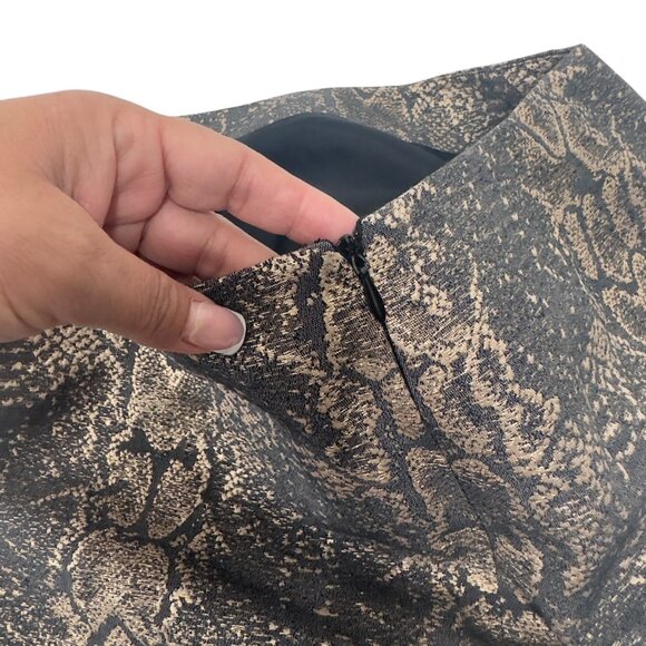 GIANNI BINI Snake Print Metallic Cotton-Blend Pencil Skirt Zip Closure Womens 12 - Picture 4 of 11